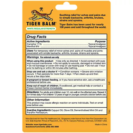 Tiger Balm Regular Strength, Pain Relieving Ointment